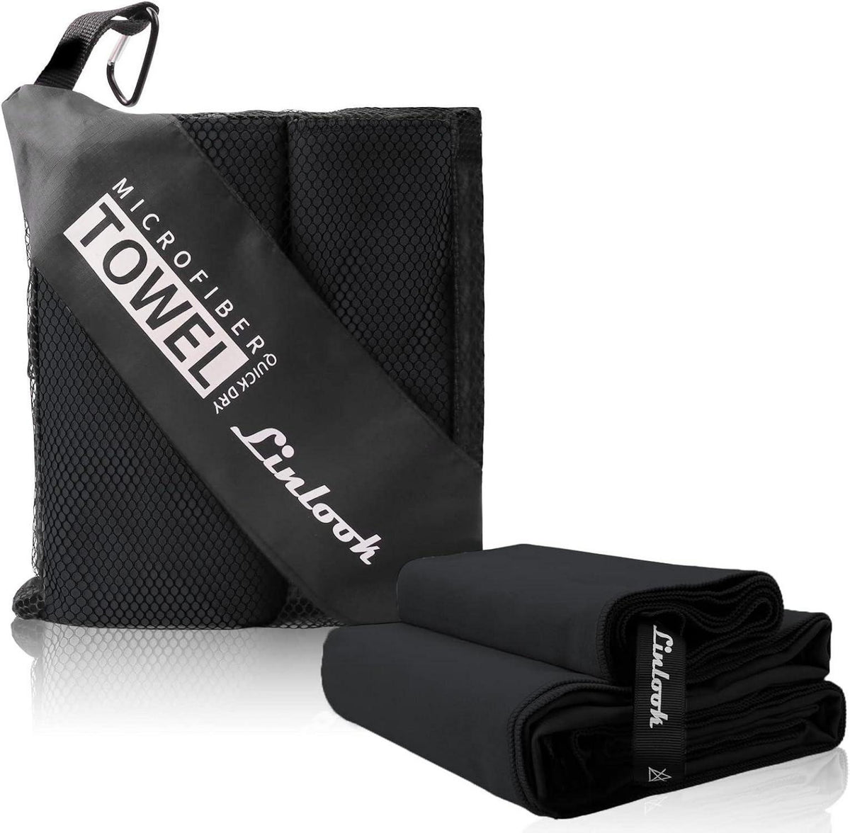 Schnelltrocknendes Mikrofaser Sporthandtuch 80x40cm 2er Set Schwarz