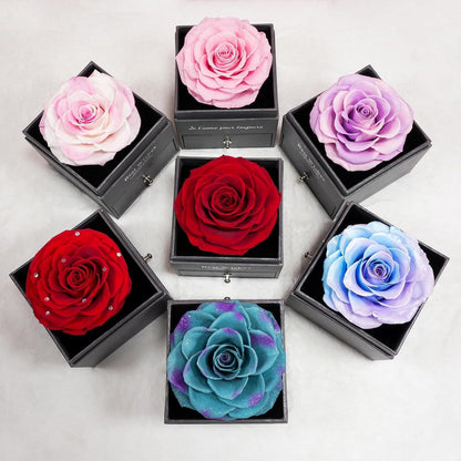 Ewige Rose Schmuckset mit Halskette und Ohrringen aus 925 Silber