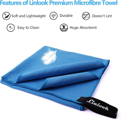 Microfaser Handtuch 100x50cm 2er Set Schnelltrocknend Blau