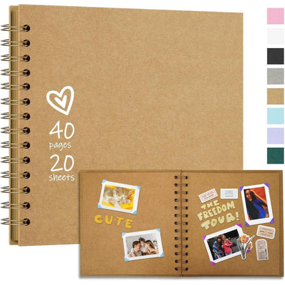 DIY Fotoalbum 18x18 cm Hardcover Kraftpapier Spiralbindung Khaki