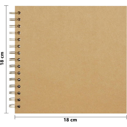 DIY Fotoalbum 18x18 cm Hardcover Kraftpapier Spiralbindung Khaki
