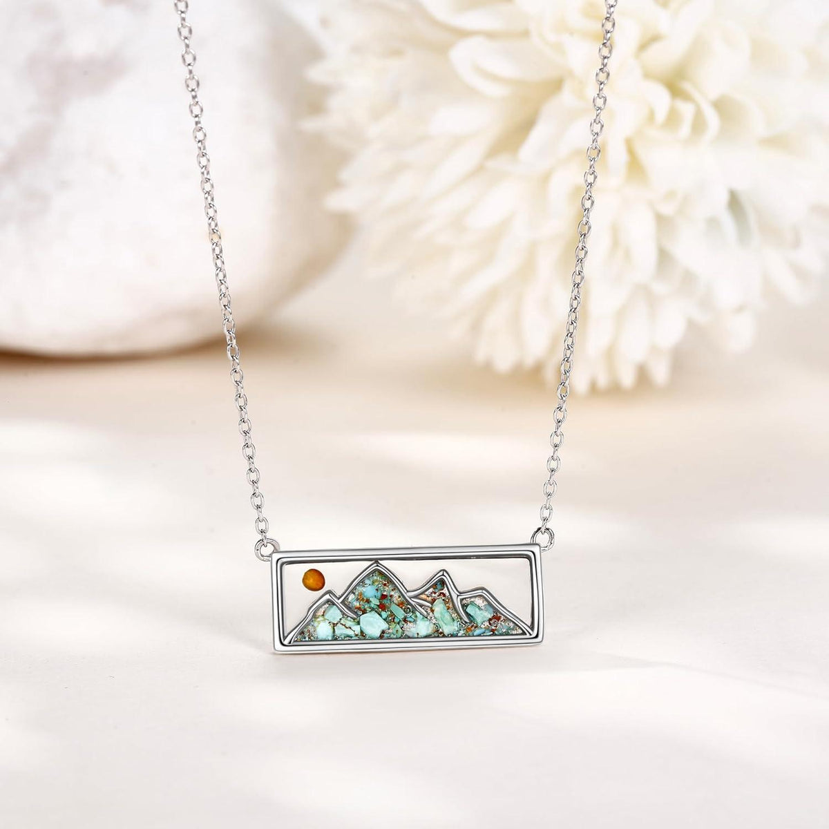 Senfkorn Türkis Halskette Silber Berg Schmuck Frauen Kinder