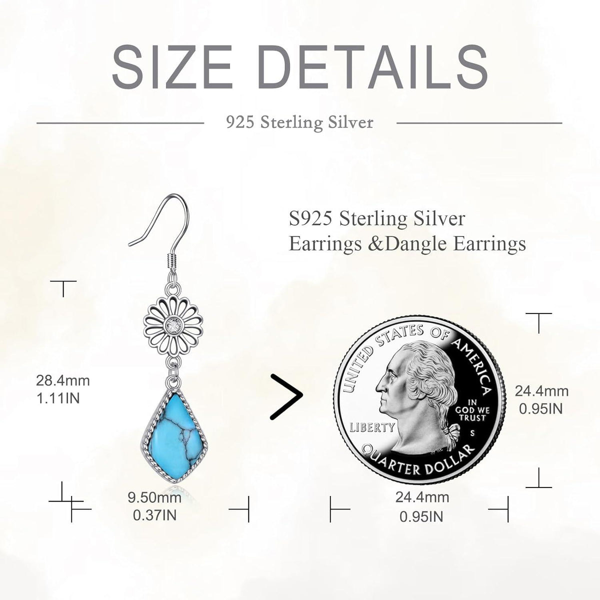 Western Gänseblümchen Cowgirl Türkis Ohrringe Sterling Silber