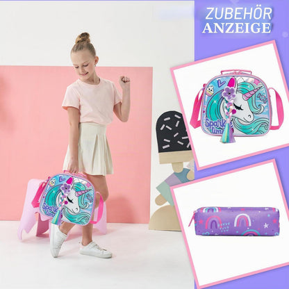 Schulranzen Trolley Mädchen mit Rollen, Federmäppchen & Lunchtasche