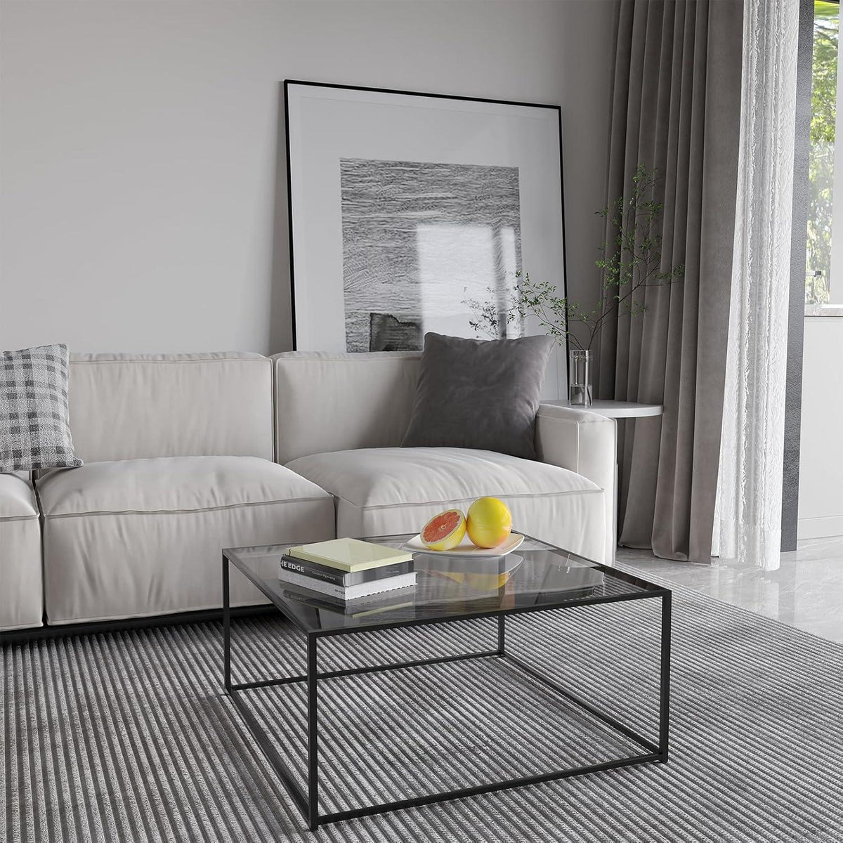 Runder Couchtisch Schwarz 4mm Glastisch Modern 45x70cm