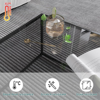 Runder Couchtisch Schwarz Glastisch Metallgestell 45x70 cm