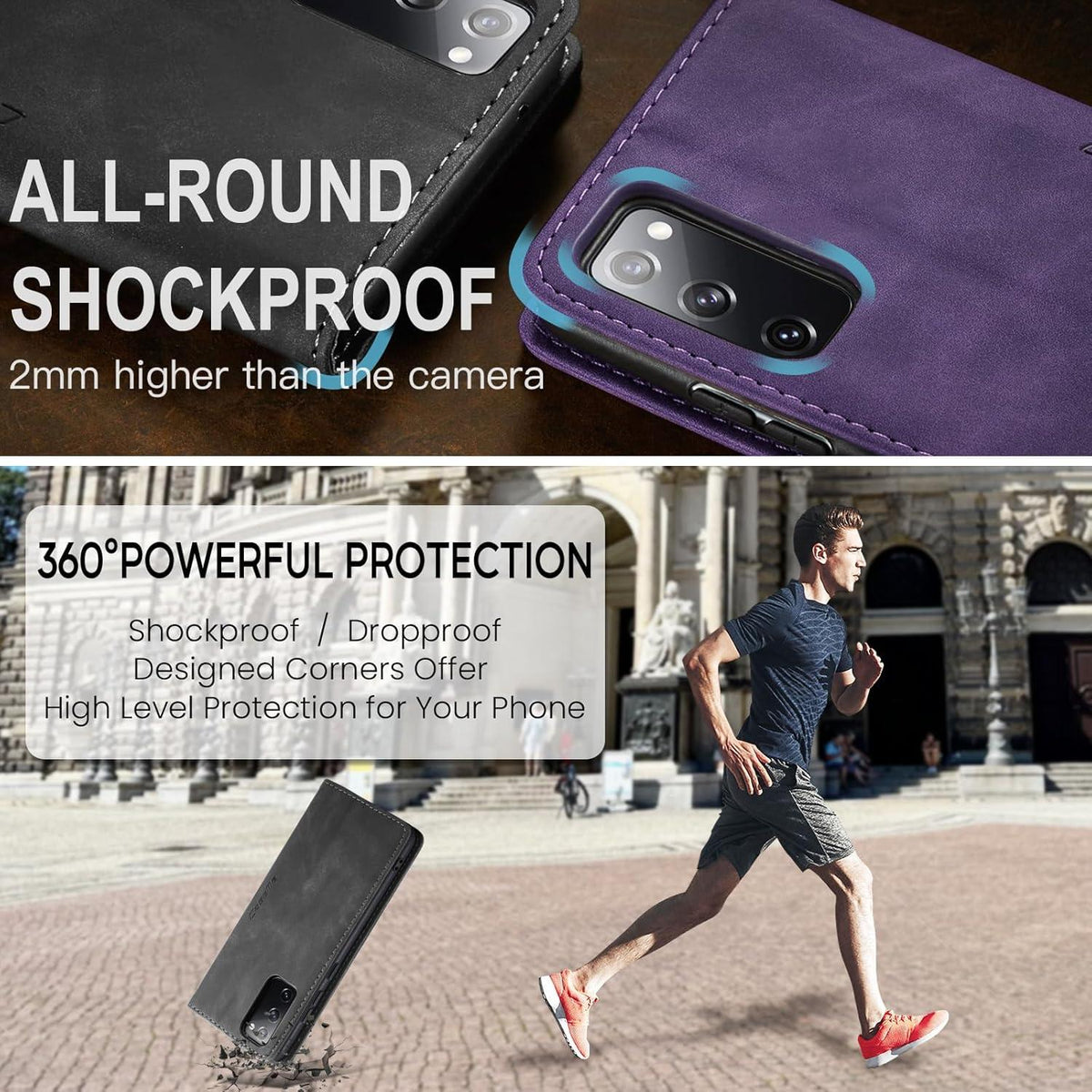 Samsung Galaxy S20 FE Hülle - Premium Leder Flip Case mit Kartenfach - Grau