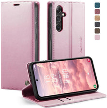 Samsung Galaxy S24 5G Handyhülle Leder Flip Case Rose Gold