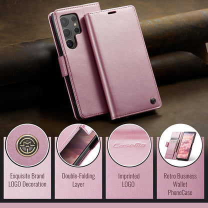 Schutzhülle Samsung Galaxy S24 Ultra 5G Leder Tasche Flip Case Rose Gold