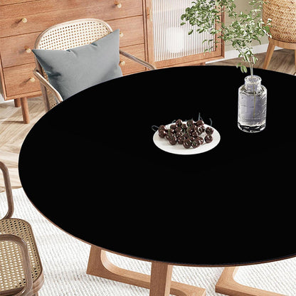 Runde PU Tischdecke 110cm – Wasserdichte Schutzfolie Schwarz