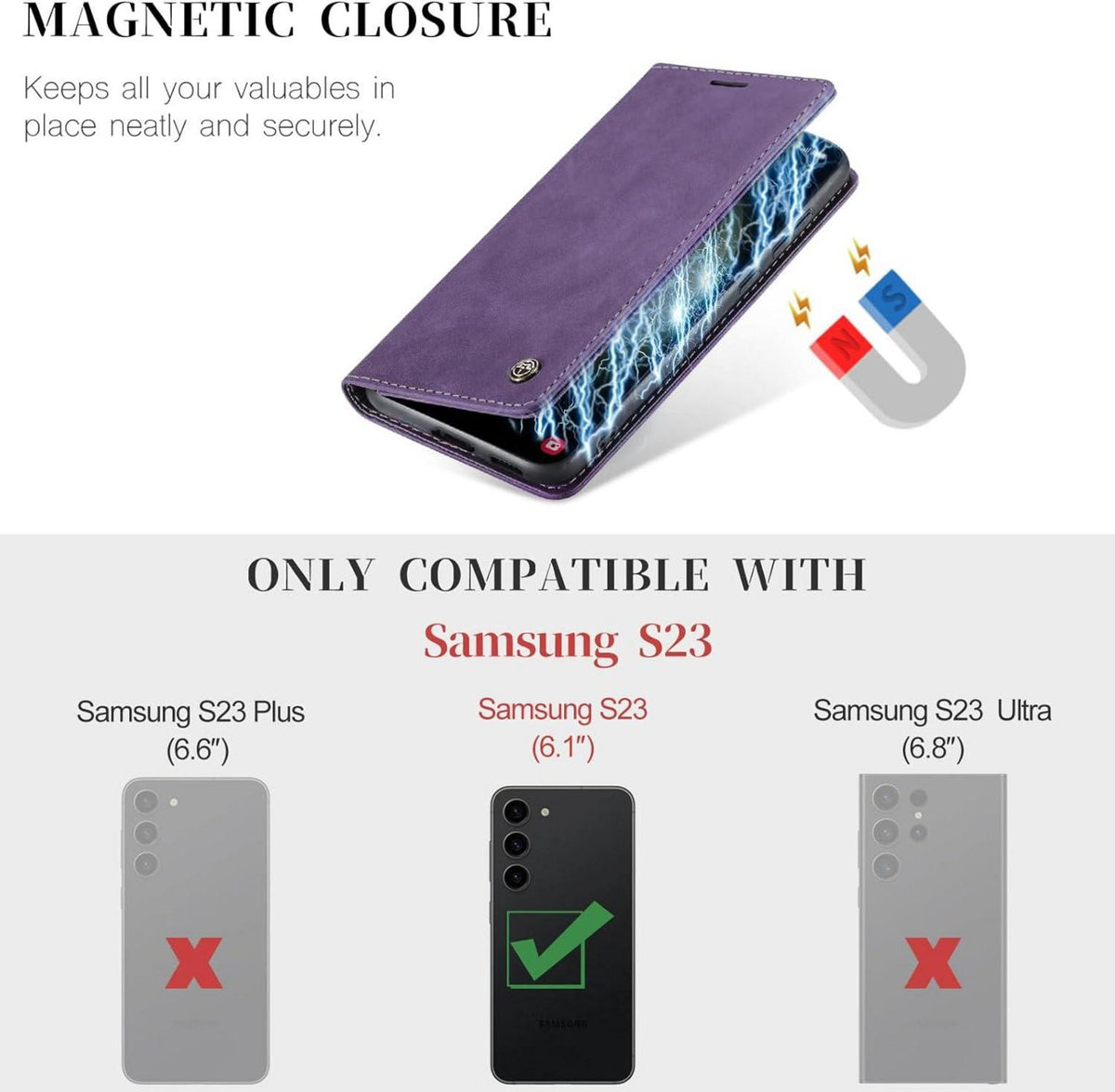 Samsung Galaxy S23 5G Handyhülle Lila Premium Leder Flip