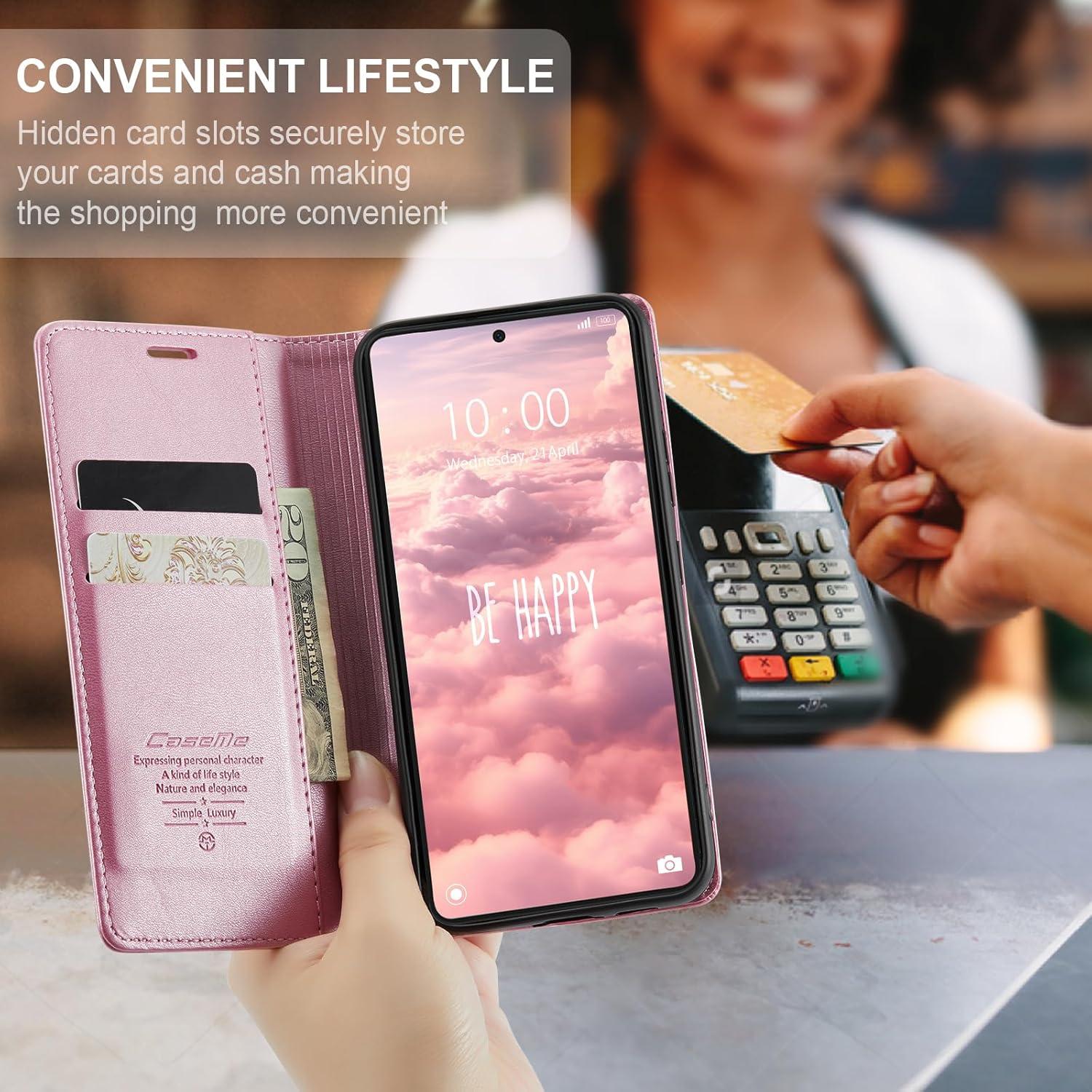 Xiaomi Redmi Note 13 Pro Plus 5G Handyhülle Premium Leder Flip Case Rose Gold