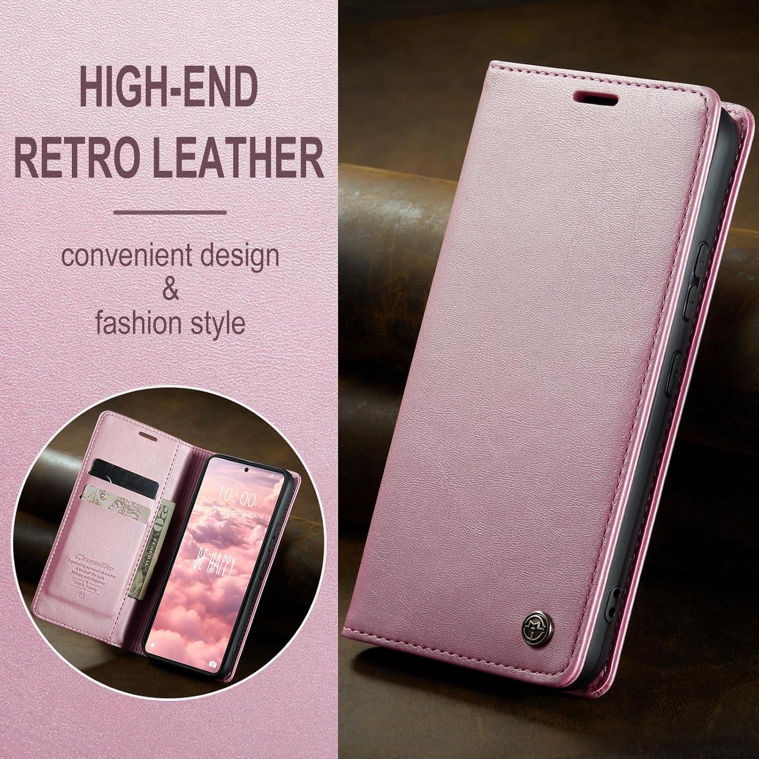 Xiaomi Redmi Note 13 Pro Plus 5G Handyhülle Premium Leder Flip Case Rose Gold