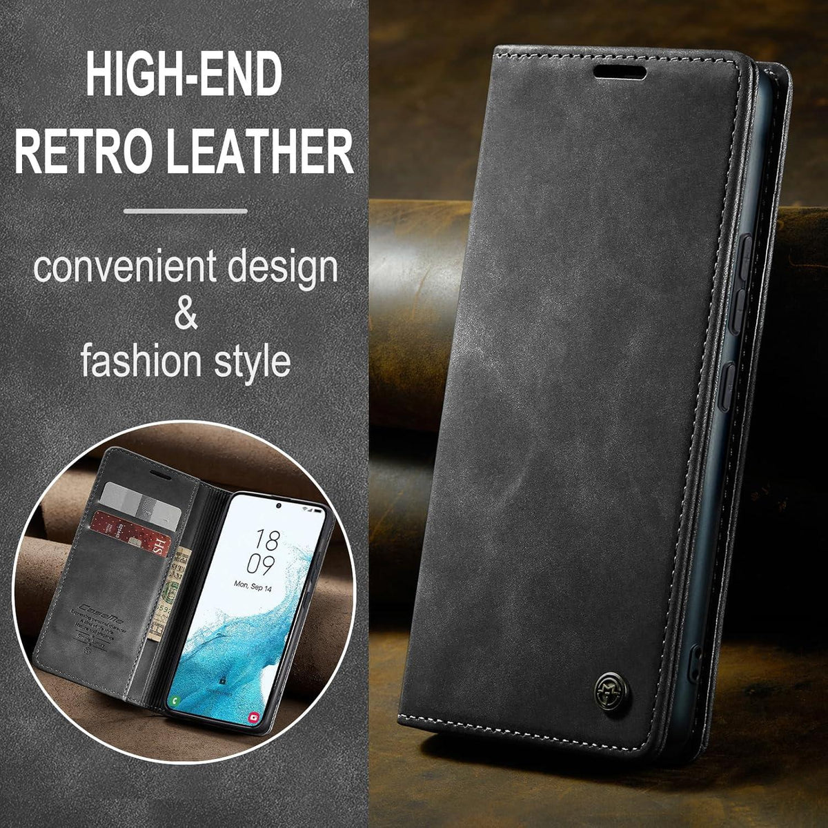 Handyhülle Samsung Galaxy S22 5G Premium Leder Klappbar Magnet