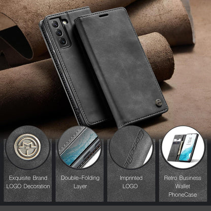 CaseMe Samsung Galaxy S22 5G Hülle Leder Klappbar Flip Cover Grau