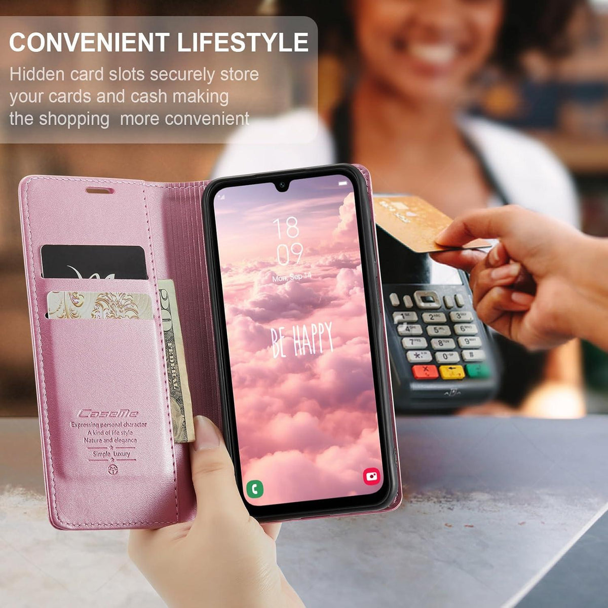 Samsung Galaxy A25 5G Hülle - Premium Leder Flip Case Rose Gold