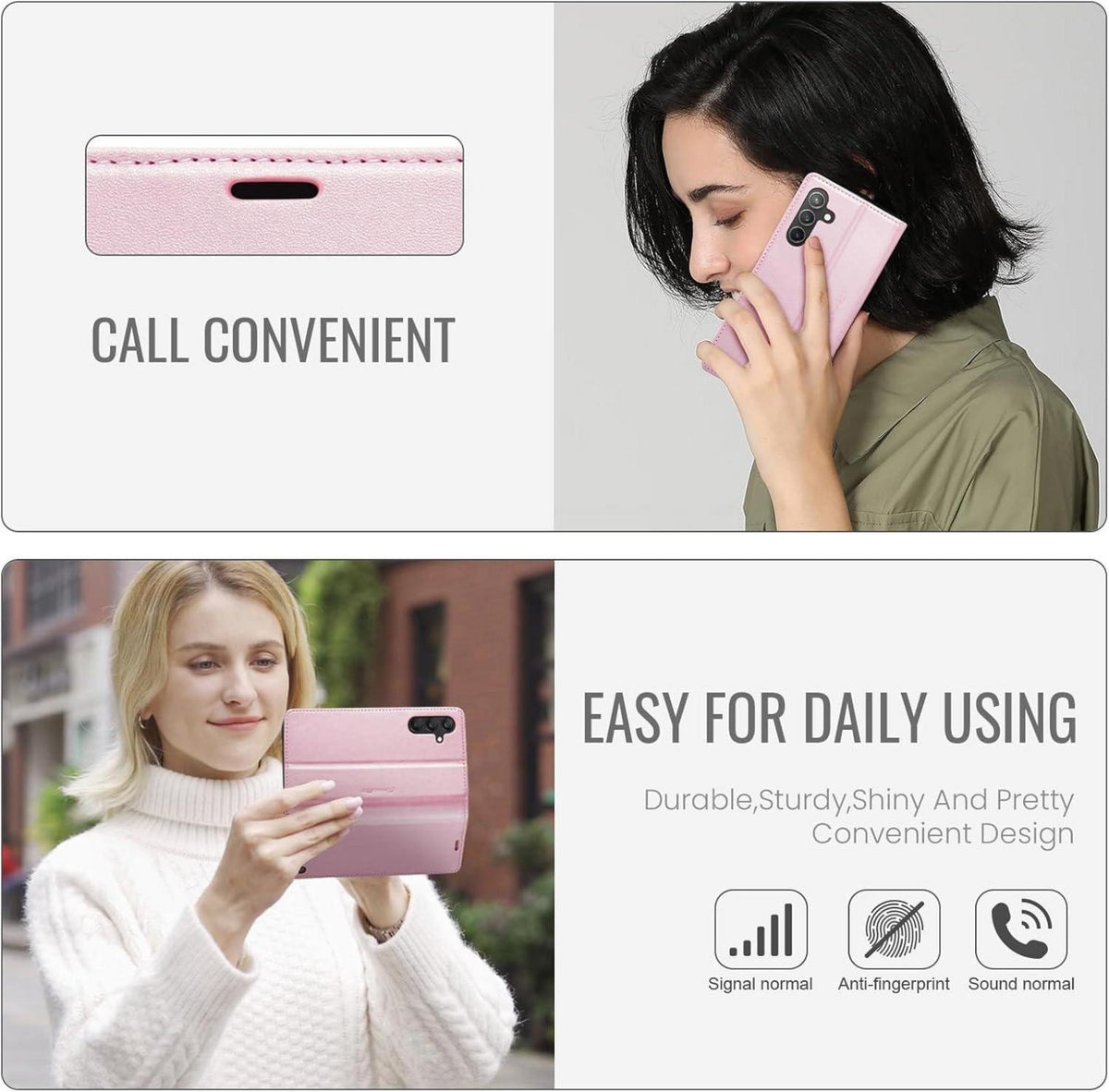 Handyhülle Samsung Galaxy A25 5G Leder Flip Case Standfunktion Rose