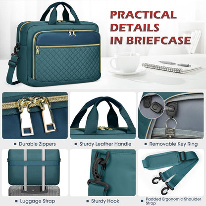 Laptoptasche 17,3 Zoll Damen, wasserdicht, Business, Grün