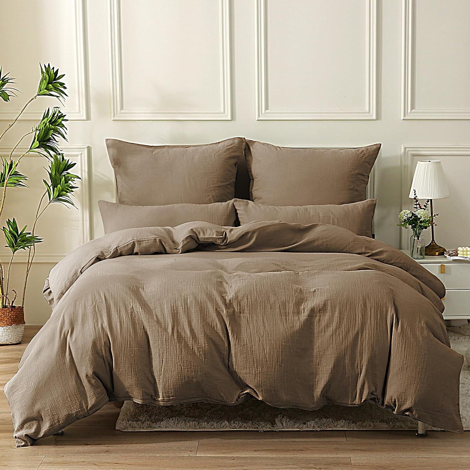 100% Baumwolle Bettwäsche-Set Dunkler Kaffee 155x220 cm, 1 Kissenbezug