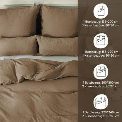 SOULFUL Doppelmusselin Bettwäsche 155x220cm Baumwolle Set Dunkler Kaffee