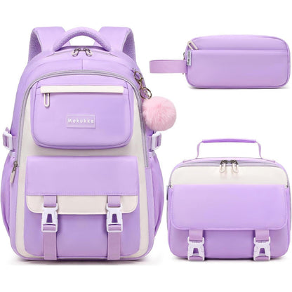 Schulranzen-Set Mädchen Teenager Rucksack Schule 30L Lila