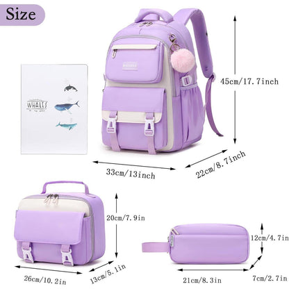 Schulranzen-Set Mädchen Teenager Rucksack Schule 30L Lila