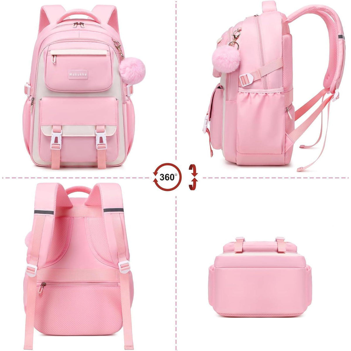 Schulranzen-Set Mädchen Teenager Rucksack Schule 30L Lila
