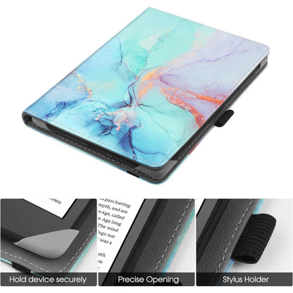 Universal E-Reader Hülle 6 Zoll mit Ständer & Handschlaufe - Marmor Blau