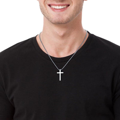 Zwei-Kreuz-Halsketten-Set Schwarz Silber Herren Geschenk