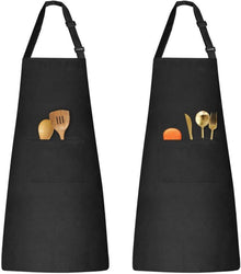 Verstellbare Schwarze Küchenschürze mit 2 Taschen