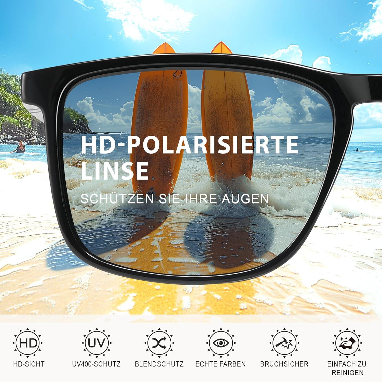Polarisierte Sonnenbrille Schwarz UV400 TR90 Sport Fishing Ski Goggles