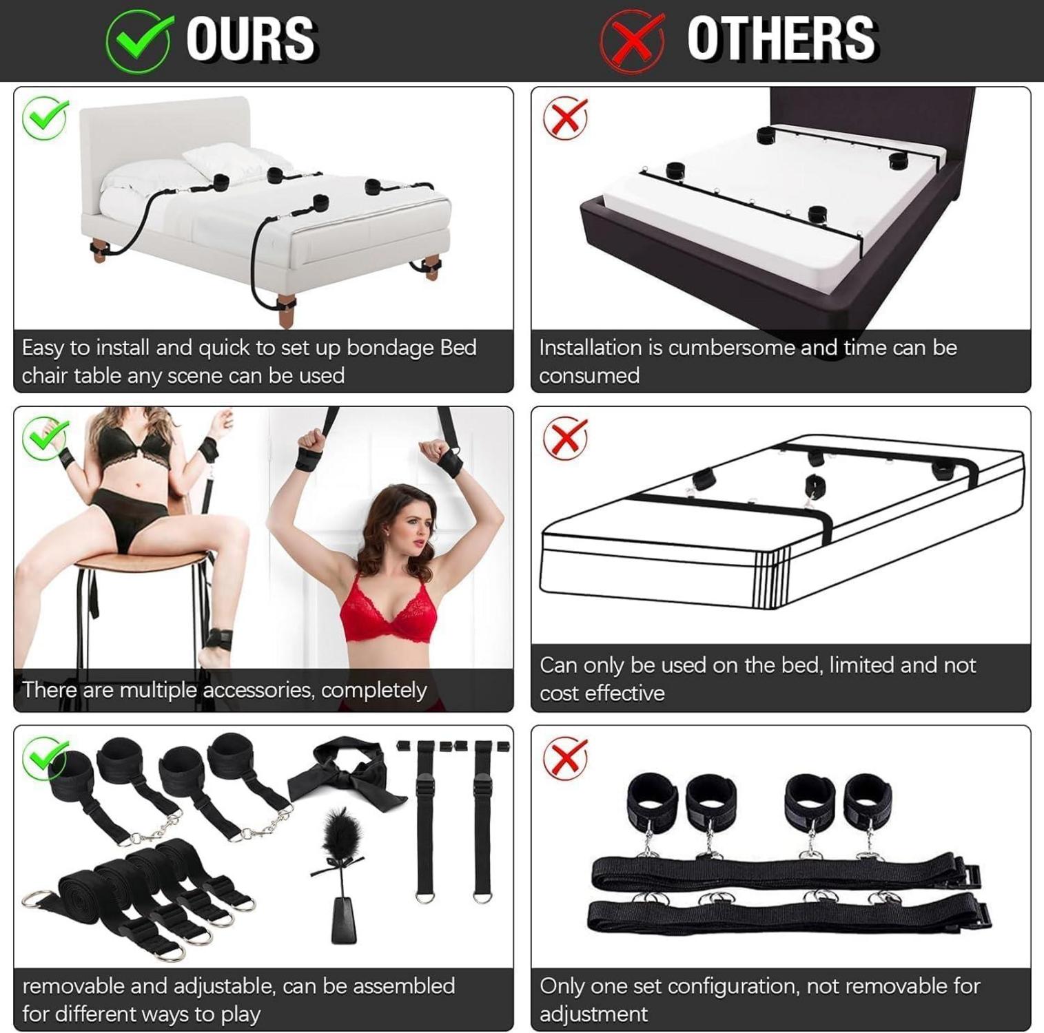 BDSM Bondage Set für Paare | Türfesseln Federpeitsche Augenbinde
