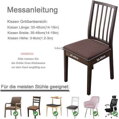 Esszimmerstuhl Sitzbezüge 4er Set – Wasserdicht & Stretch Braun