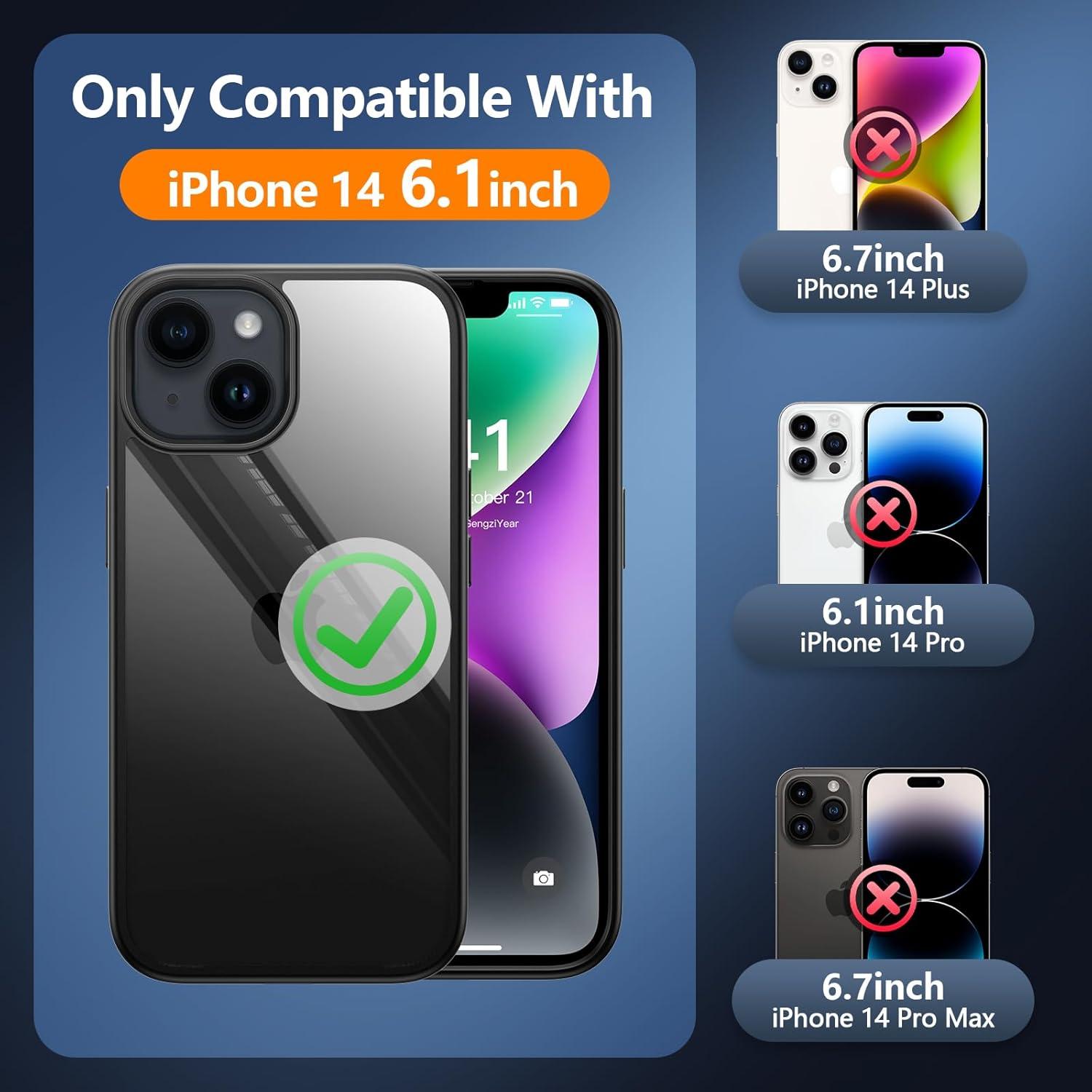 Schwarze iPhone 14 Hülle 360° Schutz Stoßfest Fullbody 6.1