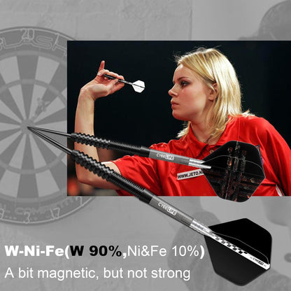 Professionelles Tungsten Darts Set 23g Steel Shafts Flights Sharpener