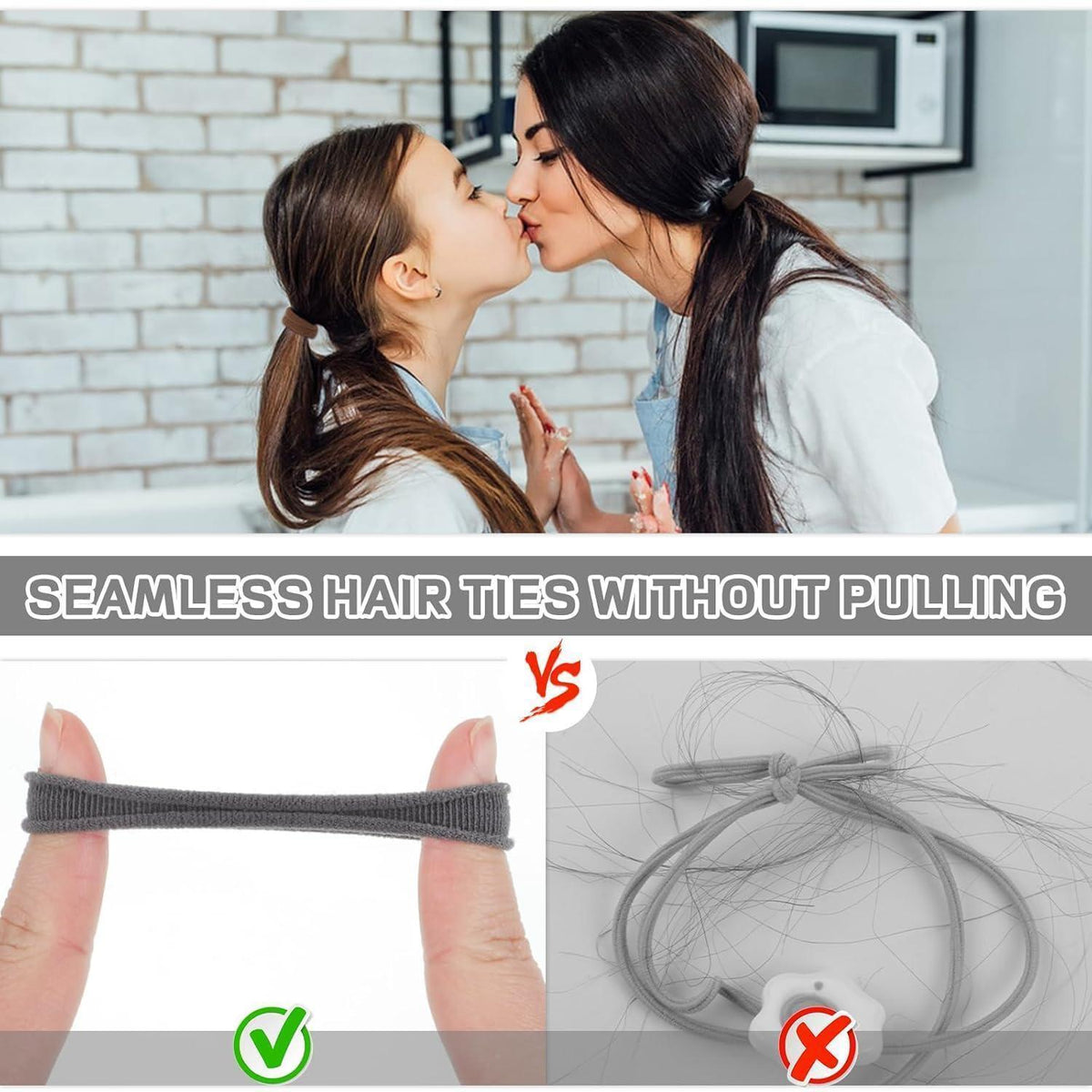 100x Nahtlose Haargummis in neutralen Farben für Damen & Mädchen
