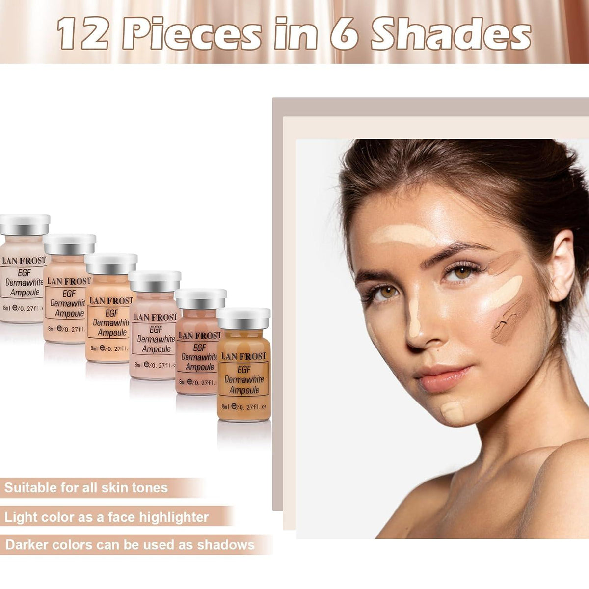 BB Facial Glow Serum Starter Kit Hyaluronsäure Peptide 6pcs