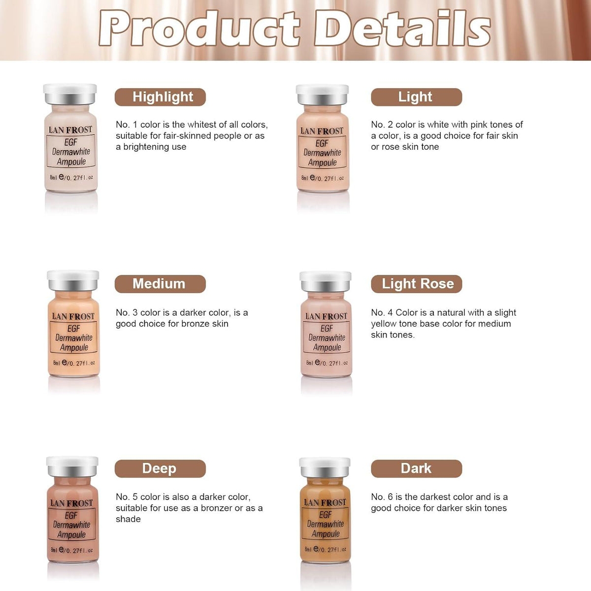 BB Facial Glow Serum Starter Kit - Hyaluronsäure Essenz Foundation 6-Color Mix Pack