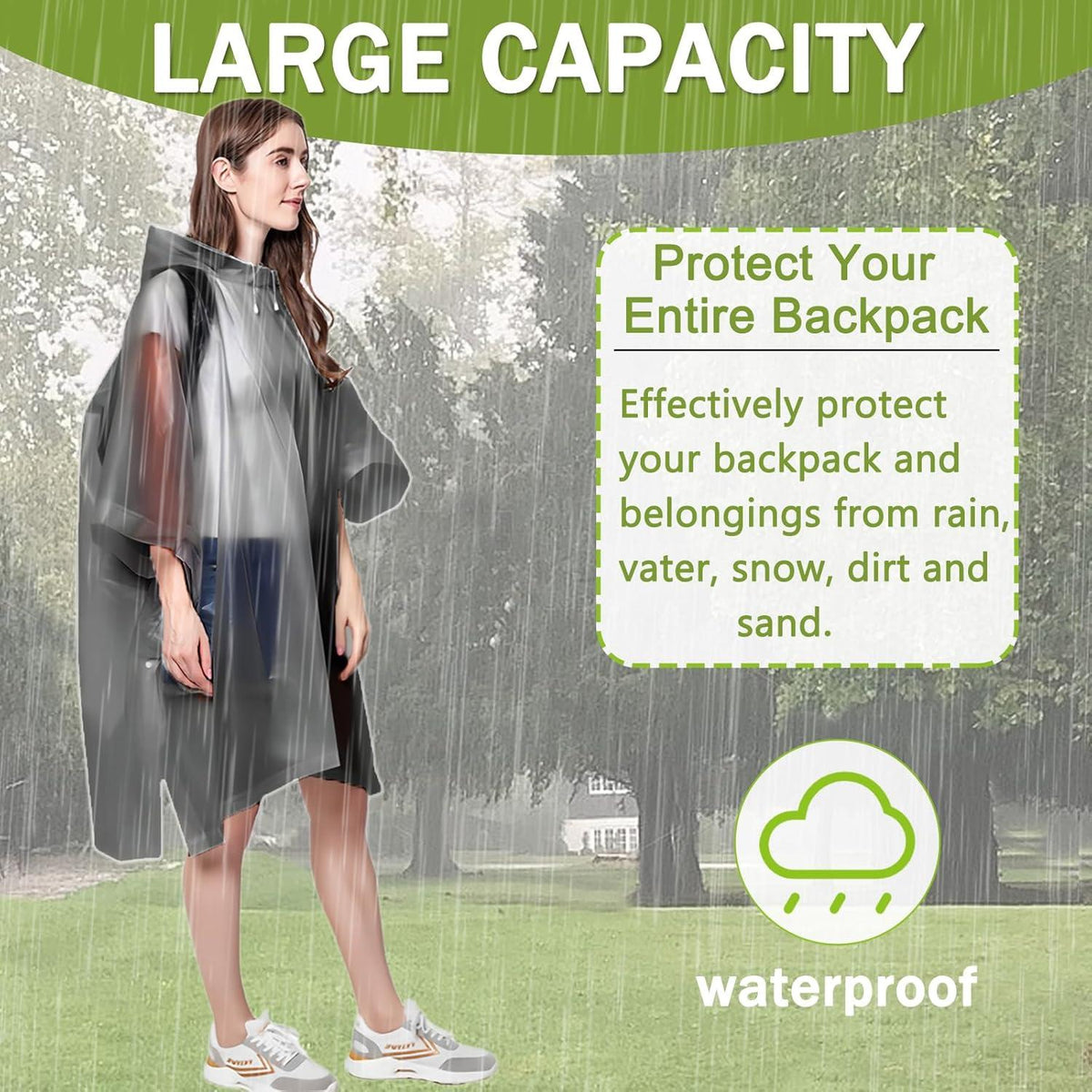 Regenponcho 2 Stück wasserdicht Kapuze Einheitsgröße festivals Konzert