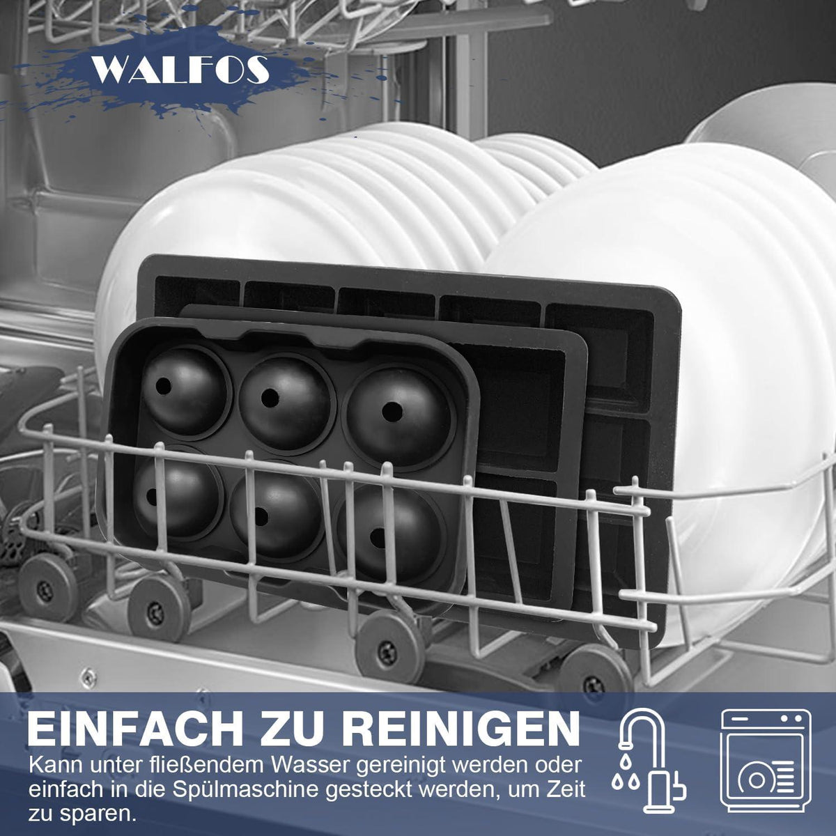 Silikon Eiswürfelform Set 15-Loch groß quadratisch BPA-frei