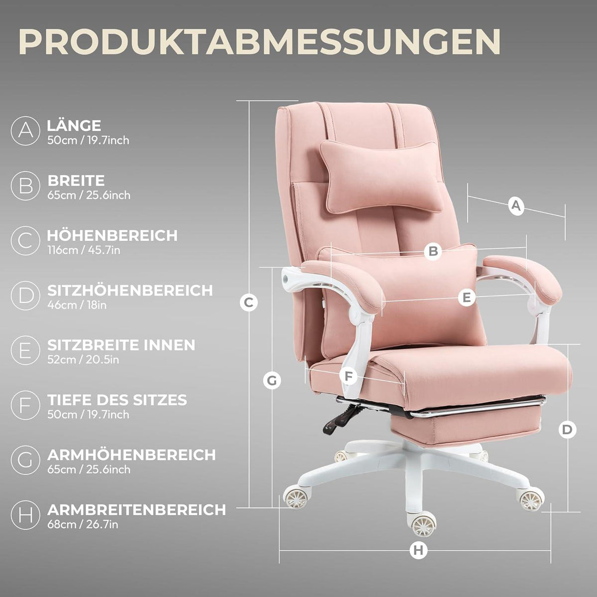 Ergonomischer Chefsessel Bürostuhl mit Fußstütze und verstellbaren
