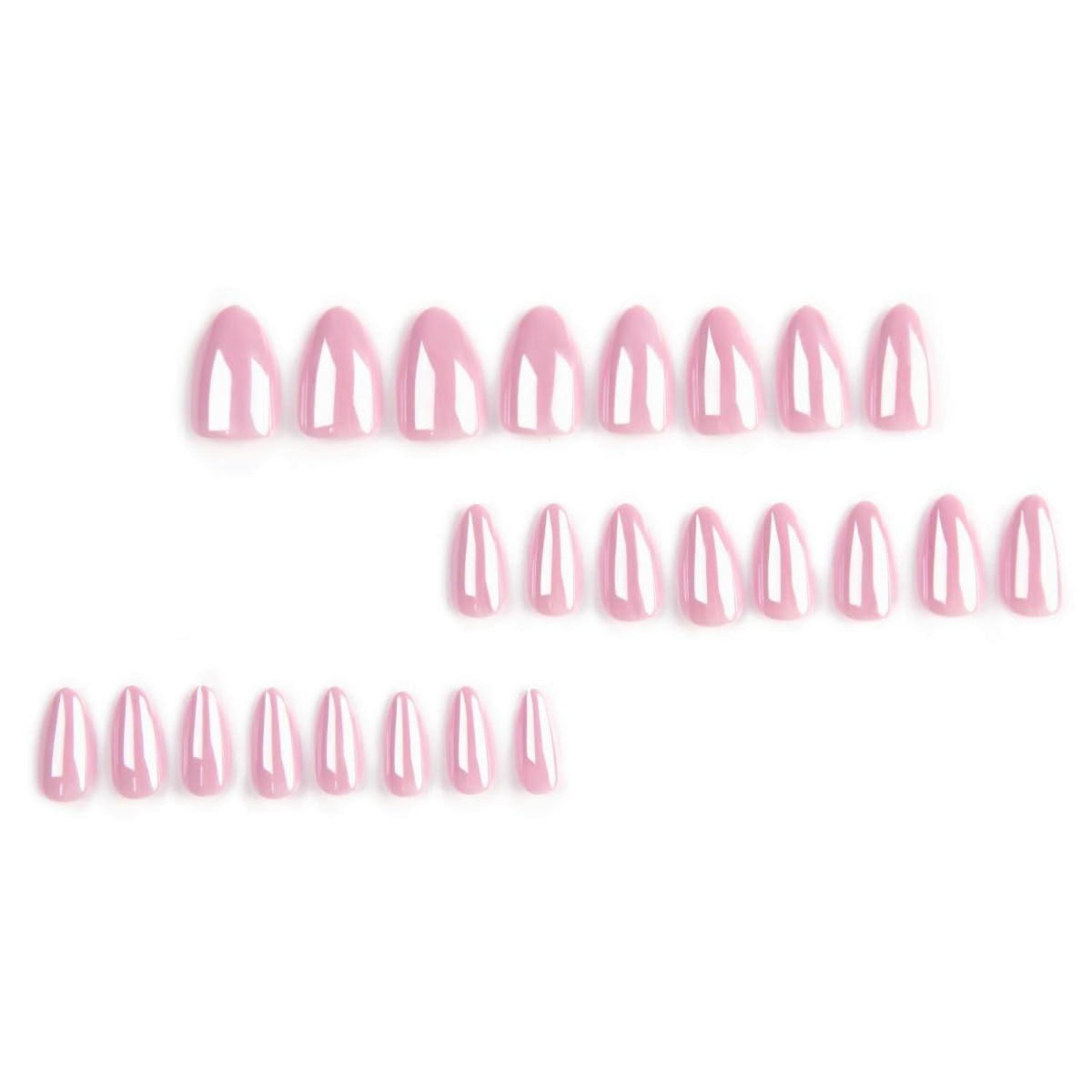 24 Stück Chrome Pink Kunstnägel Press on Nails Oval Mittel Sparkly French Design