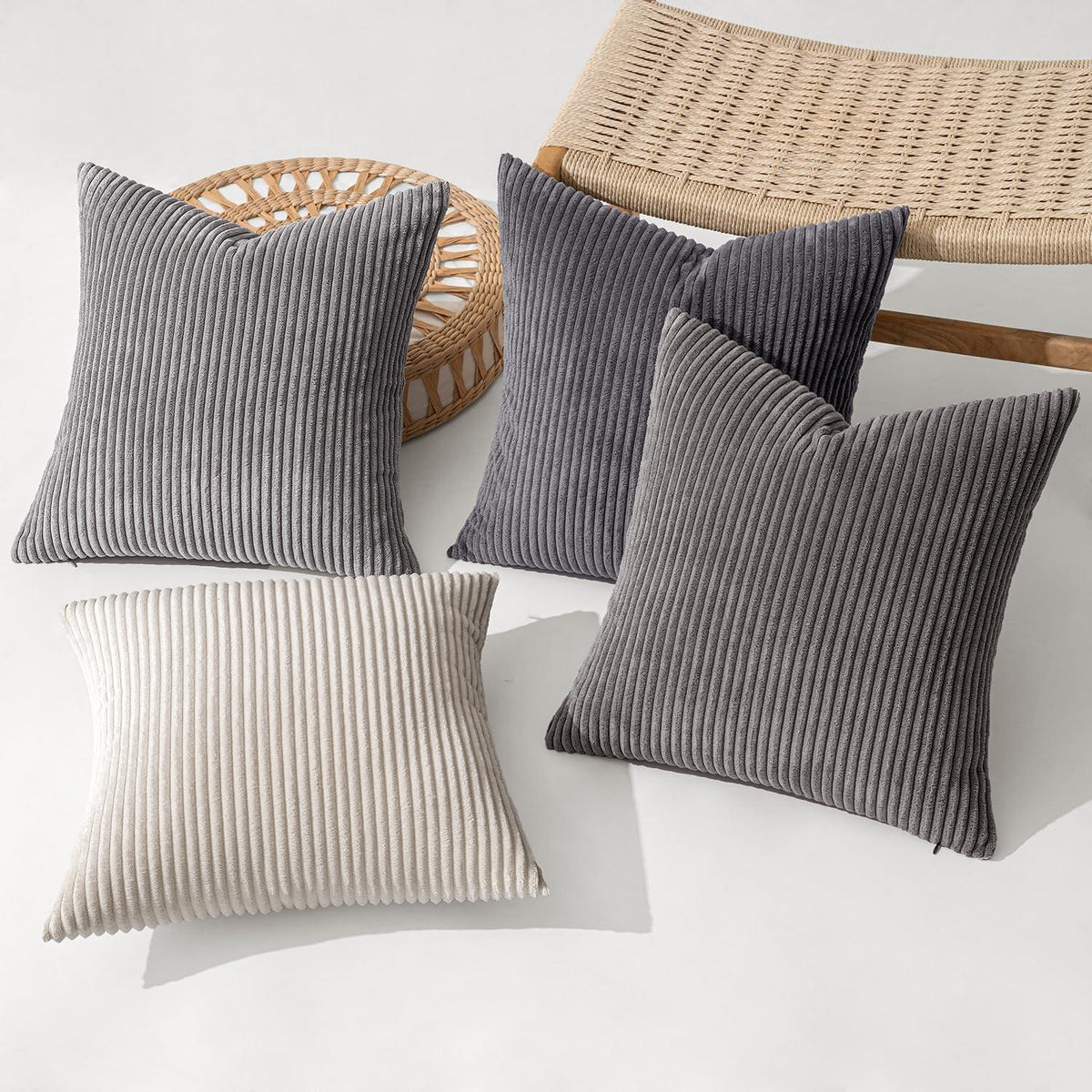 MIULEE Kordsamt Kissenbezug 40x40cm Dunkelgrau 4er Pack