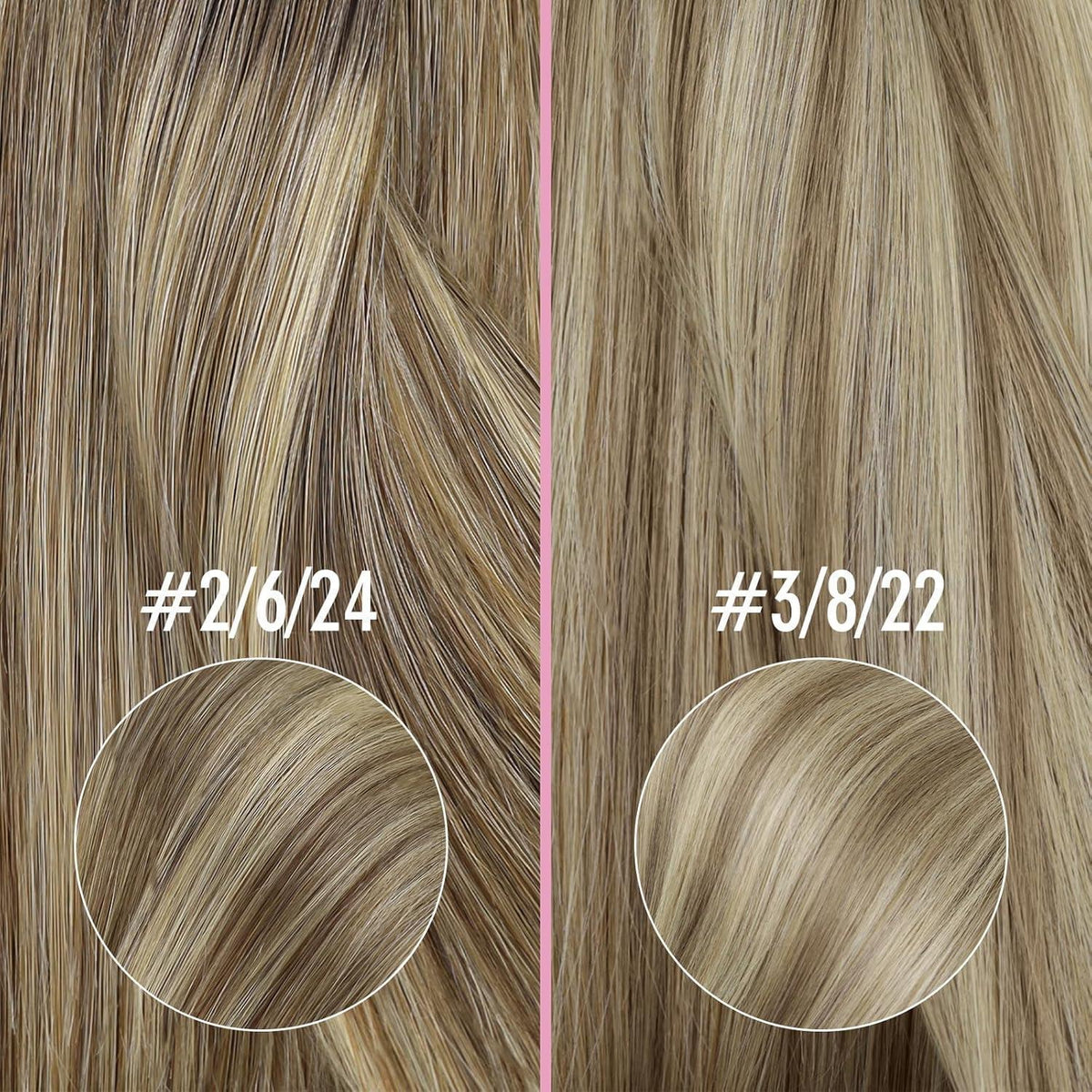 Echthaar Nano Ring Extensions Balayage Braun Blond 40cm