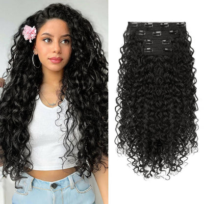 Lockige Haarverlängerung Clip-in, 50cm, Braun/Schwarz
