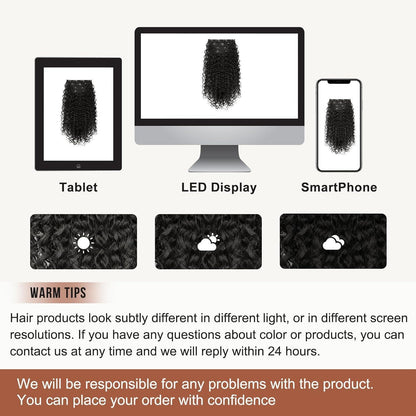 Lockige Haarverlängerung Clip-in, 50cm, Braun/Schwarz