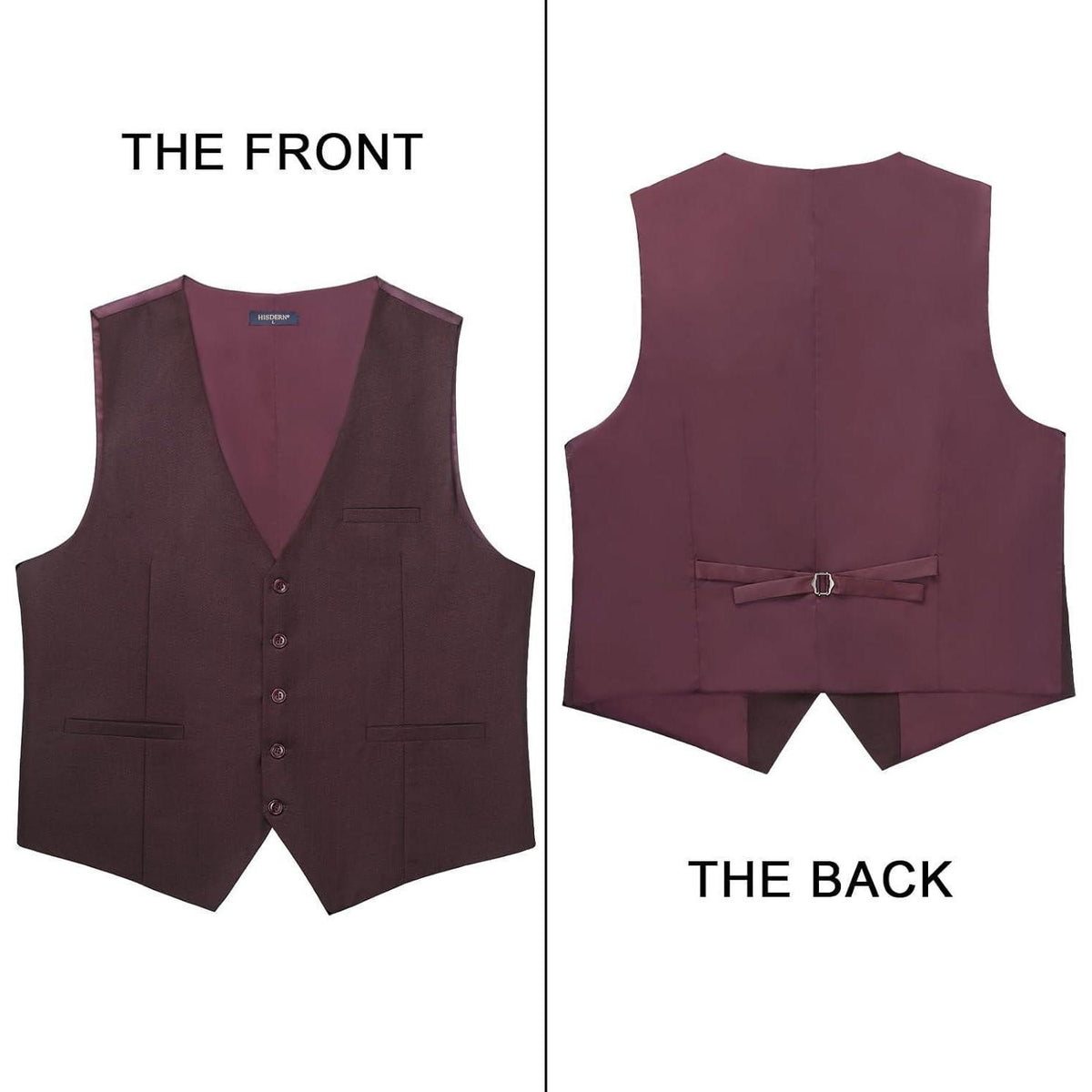 Herren Anzugweste Baumwolle V-Ausschnitt Bordeaux XS-4XL