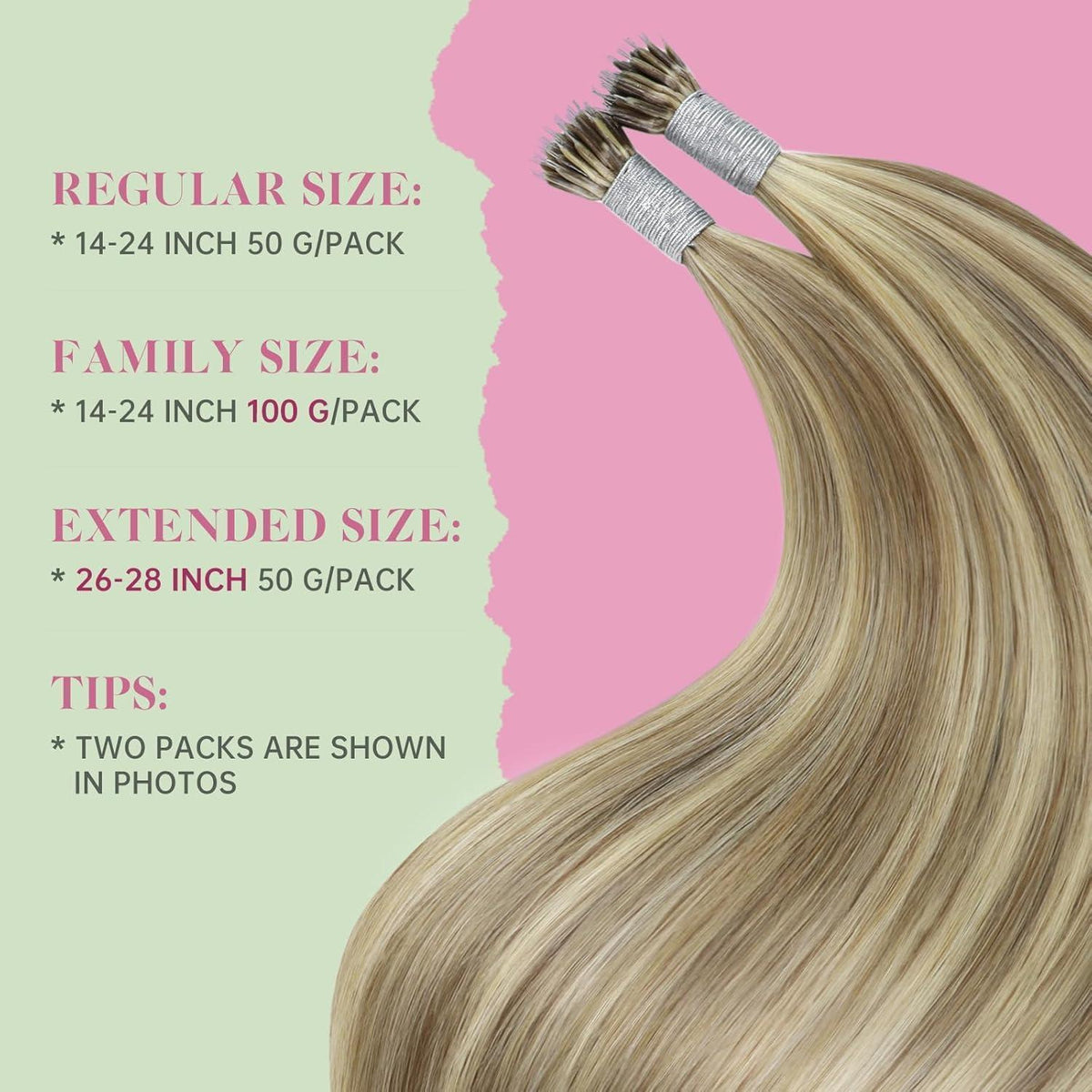 Echthaar Nanoring Extensions Hellbraun 60cm – 50g