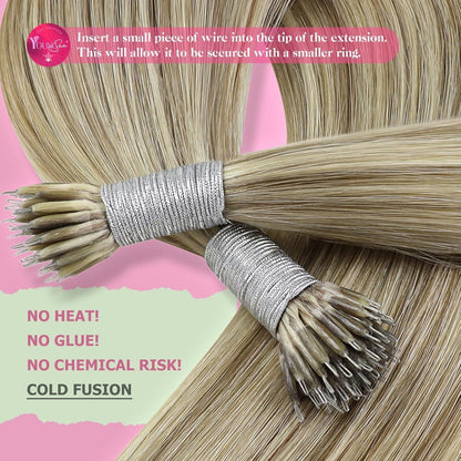 Echthaar Nanoring Extensions Hellbraun 60cm – 50g