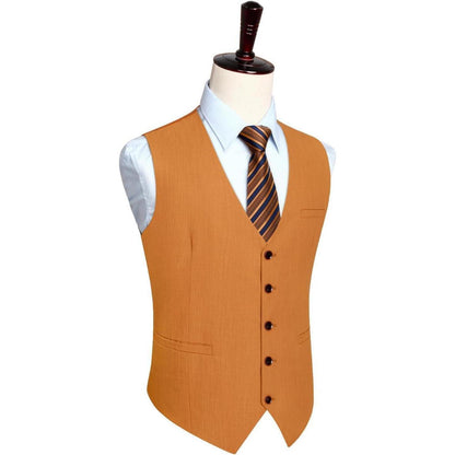Herren Anzugweste Baumwolle V-Ausschnitt Elegant Retro Orange XS-4XL